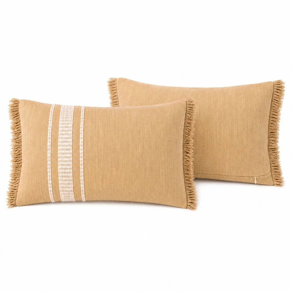 Threshold Studio McGee Set of 2 Oversized Lumbar Throw Pillows Tan Cream 20x14